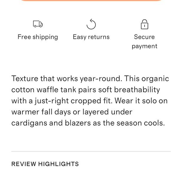 Quince NWT 100% organic cotton waffle stitch sweater tank size large - Picture 7 of 14